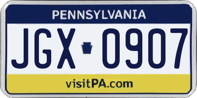 PA license plate JGX0907