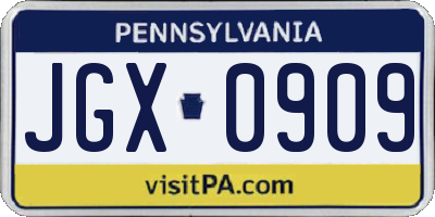 PA license plate JGX0909