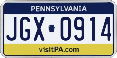 PA license plate JGX0914