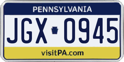 PA license plate JGX0945