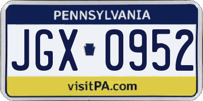 PA license plate JGX0952