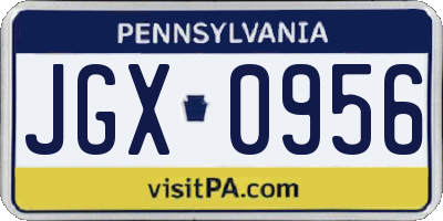 PA license plate JGX0956
