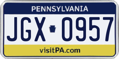 PA license plate JGX0957