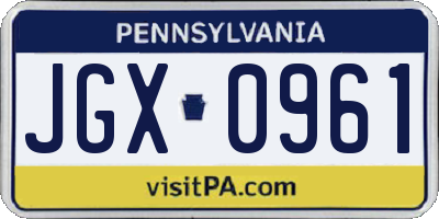 PA license plate JGX0961
