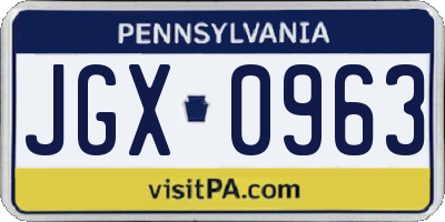 PA license plate JGX0963