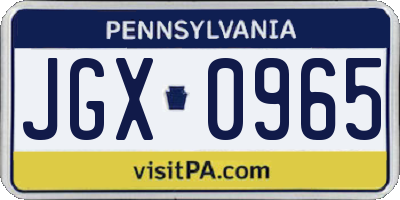 PA license plate JGX0965