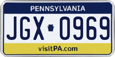 PA license plate JGX0969