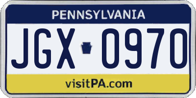 PA license plate JGX0970