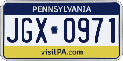 PA license plate JGX0971