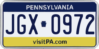 PA license plate JGX0972