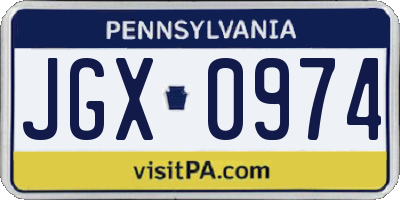 PA license plate JGX0974