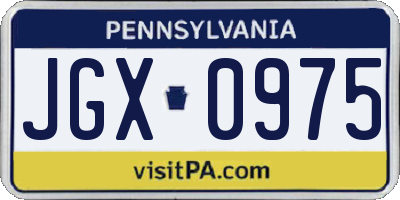 PA license plate JGX0975