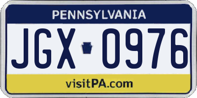 PA license plate JGX0976