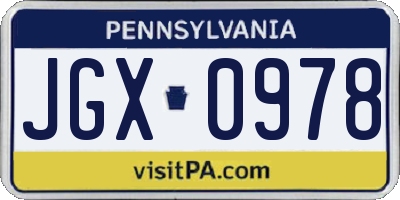PA license plate JGX0978
