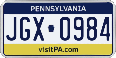 PA license plate JGX0984