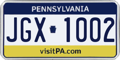 PA license plate JGX1002