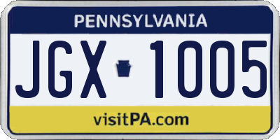 PA license plate JGX1005