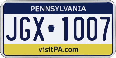 PA license plate JGX1007