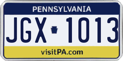 PA license plate JGX1013
