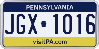 PA license plate JGX1016