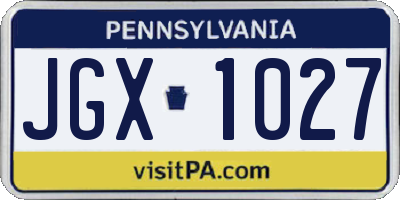 PA license plate JGX1027