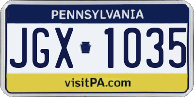 PA license plate JGX1035