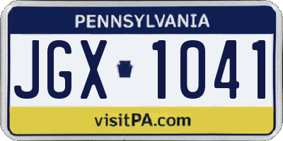 PA license plate JGX1041