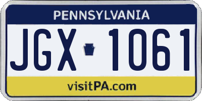 PA license plate JGX1061