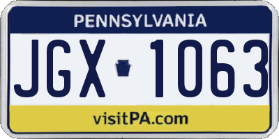PA license plate JGX1063