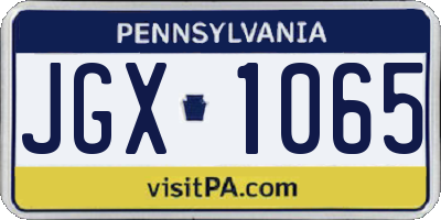 PA license plate JGX1065