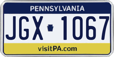 PA license plate JGX1067