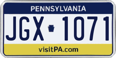 PA license plate JGX1071