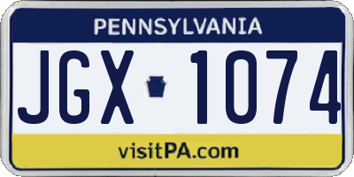 PA license plate JGX1074