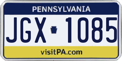 PA license plate JGX1085