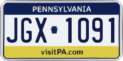 PA license plate JGX1091