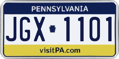 PA license plate JGX1101