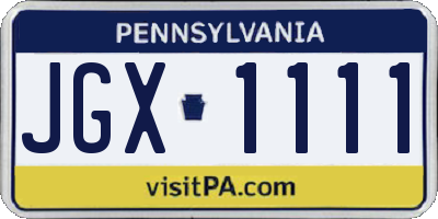 PA license plate JGX1111