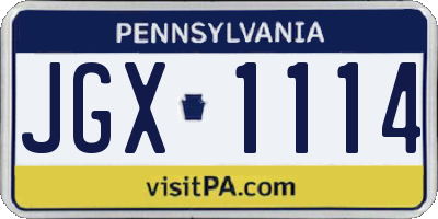 PA license plate JGX1114