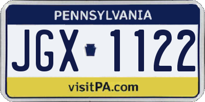 PA license plate JGX1122