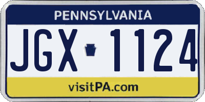 PA license plate JGX1124