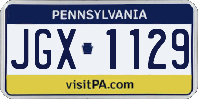 PA license plate JGX1129
