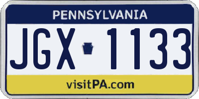 PA license plate JGX1133