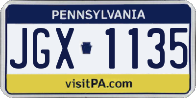 PA license plate JGX1135