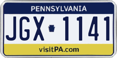 PA license plate JGX1141
