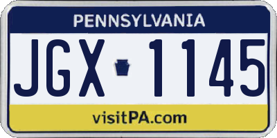 PA license plate JGX1145