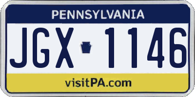 PA license plate JGX1146