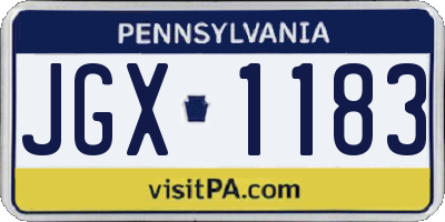 PA license plate JGX1183