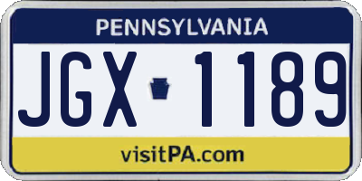 PA license plate JGX1189