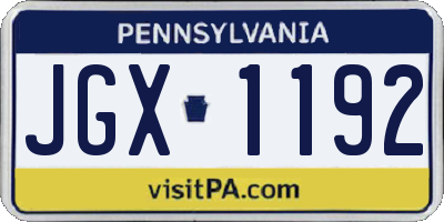 PA license plate JGX1192