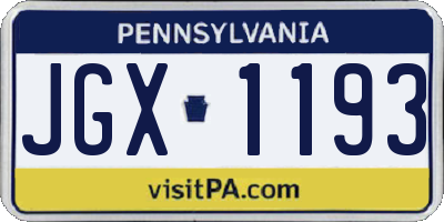 PA license plate JGX1193